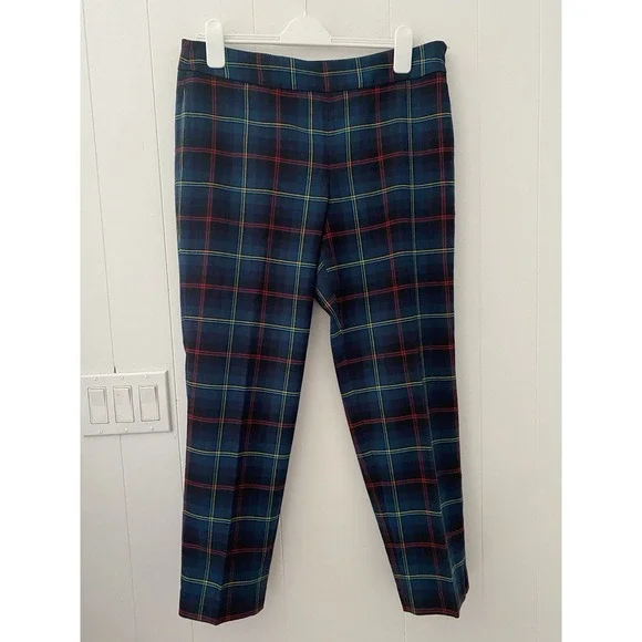 Talbots Heritage Wool Blend Women's Pants Sz 14P Green Red Preppy $189 - Picture 2 of 4